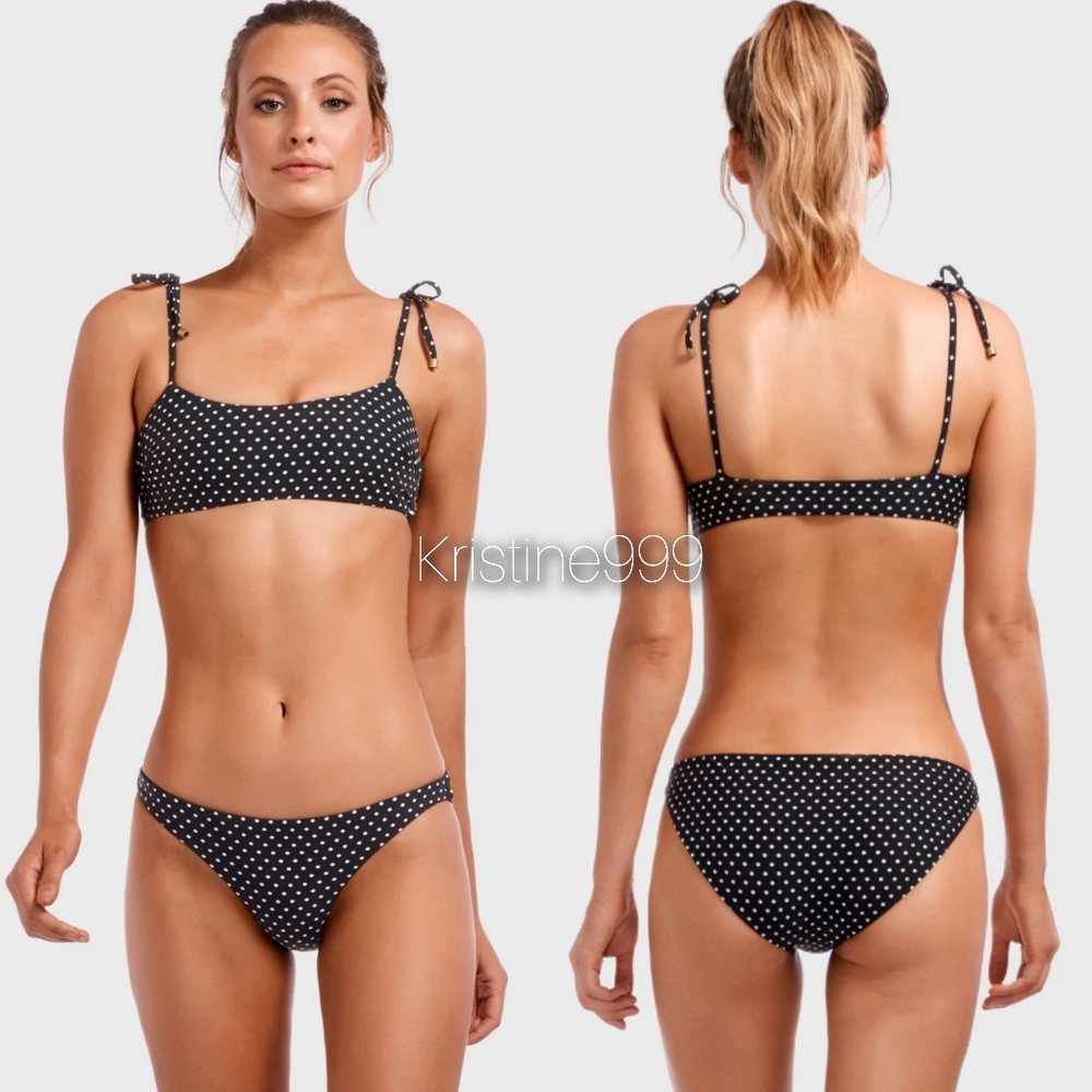 Vitamin A Bella Top Luciana Bottom Bikini Set Black White Polka Dot Brand New